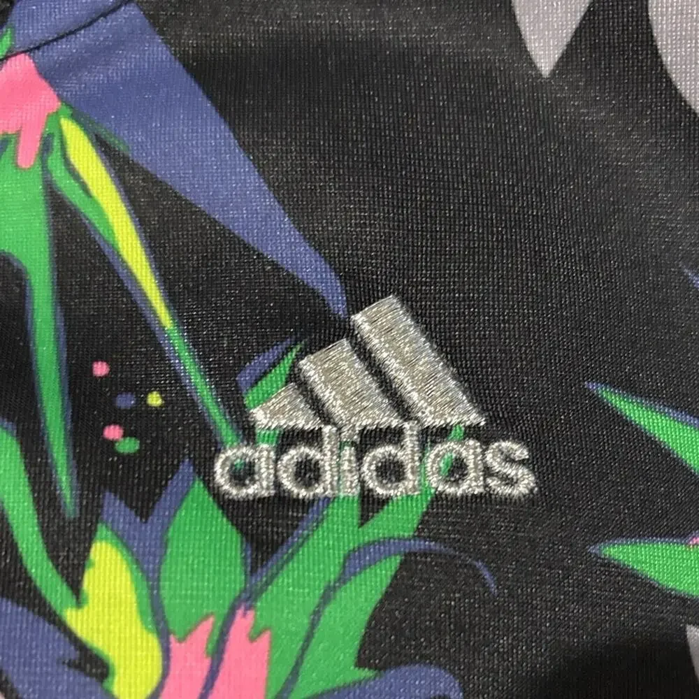 Adidas Kids Floral track Jacket 10/12- Black, Pink, and Green euc like new